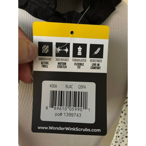 Wonder Work Stretch Comfort Professional Work Scrub Hat/Cap & Black/White Polka - Picture 11 of 11